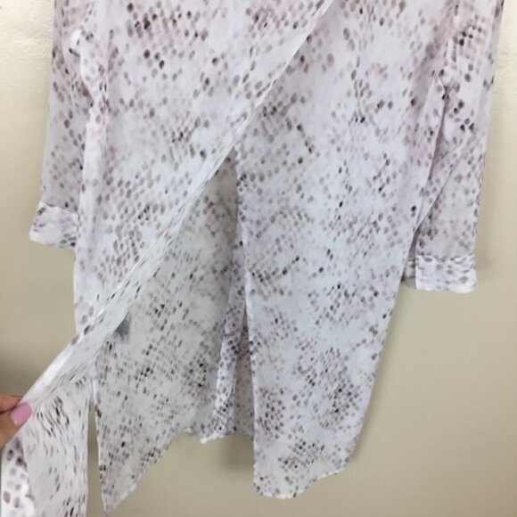 [Ellen Tracy] XS NEW Sheer Printed Button Down Top - Picture 8 of 8